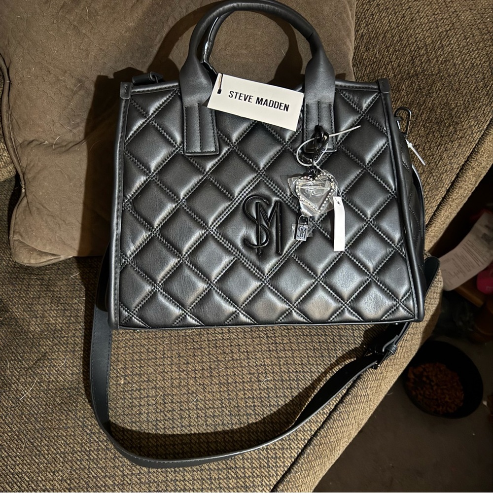 Steve Madden Quilted Black Satchel